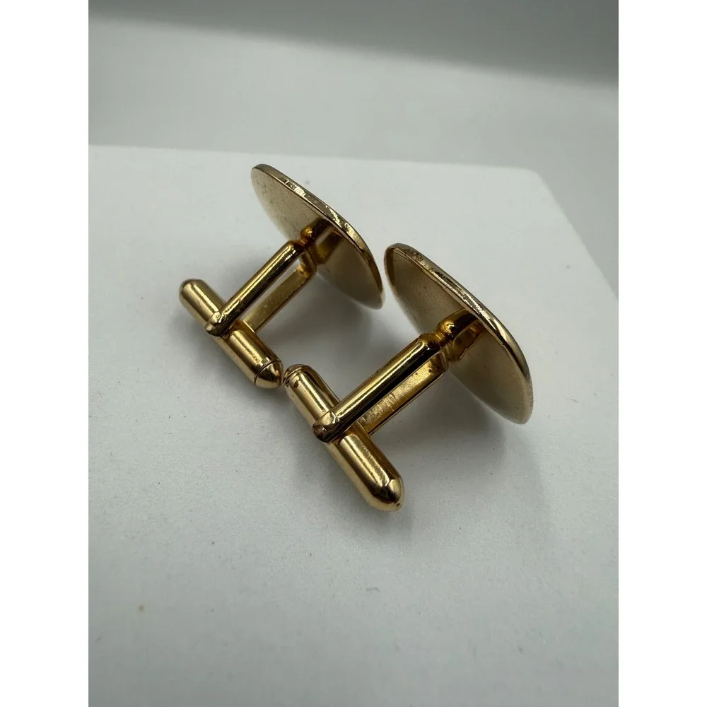 Vintage Gold Tone Textured Crosshatch Square Cufflinks Formal Mens Jewelry